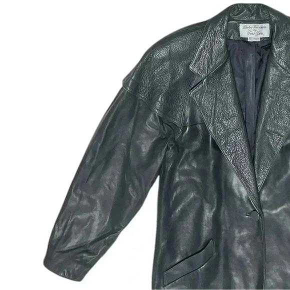 Vintage Rickie Freeman for Teri Jon Dark Gray Button Up Leather Jacket. Size 12 - Picture 6 of 8